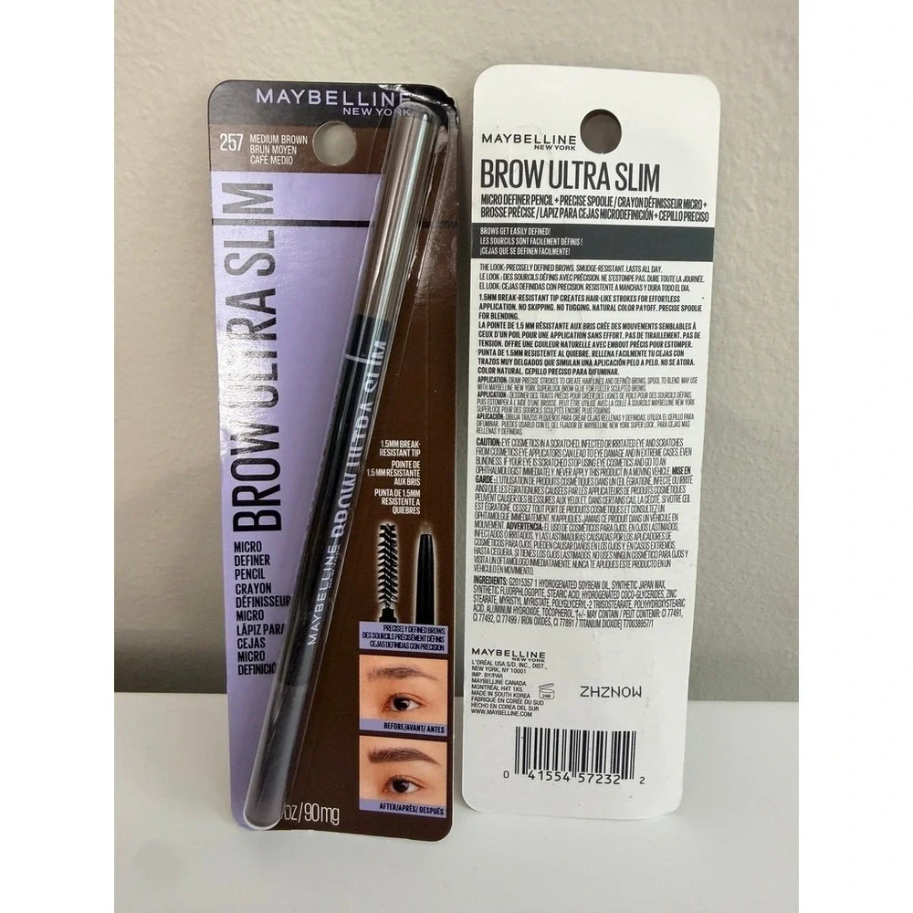 Maybelline Brow Ultra Slim Eyebrow Pencil 2PK 257 Medium Brown NWT
